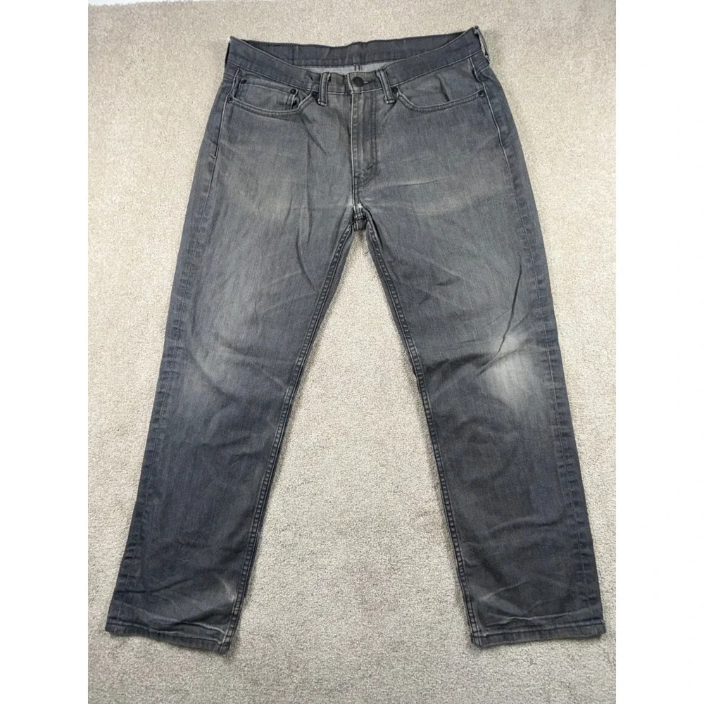 Levi's 514 Straight Fit Jeans Men 34x32 Gray Denim Mid Rise Medium Wash Outdoor